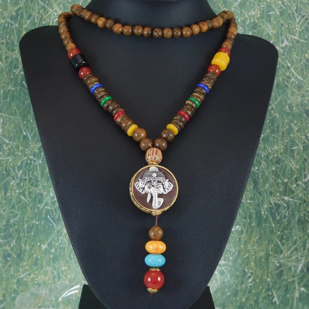 Long Mala Bead Necklace Boho Spiritual Jewelry